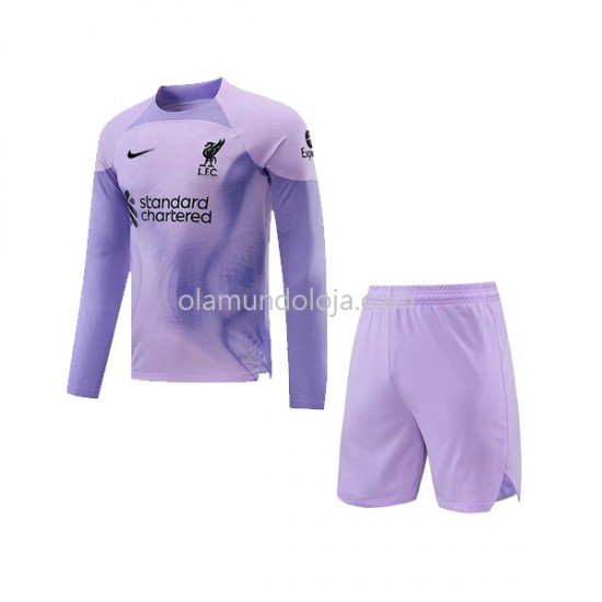 Camisola Liverpool Guarda-redes Criança Equipamento Primeiro 2022-2023 Manga Comprida